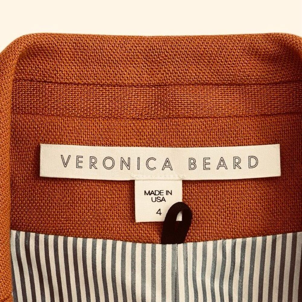 Veronica Beard Miller Dickey Blazer Linen Terracotta Women 4 Modern Classic - Picture 5 of 6